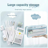 Xpoko back to school Transparent PVC Pencil Case Waterproof Large Capacity Double Layer Pen Bag Ins Style Makeup Bag Storage Bag School Stationery