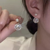 Xpoko Lizakosht Peach Zircon Bow Earrings for Women Fashion Jewelry Gifts