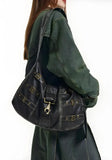 Xpoko Y2K Grunge Faux Leather Belted Bag