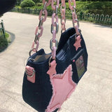 Xpoko Y2k Star Transparent Denim Bag