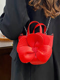 Xpoko Flower Shape Pleated Split-Joint Bags Crossbody Bags Handbags Tote Bags