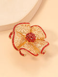 Xpoko Adjustable Flower Shape Hollow Rhinestone Rings Accessories