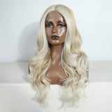 Xpoko Synthetic  Lace Front Wig 26inch Blonde Lace Wig For Women With Baby Hair Preplucked Heat Resistant Synthetic Daily Wig