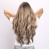 Xpoko Classic wig: long curls in Mirador color tinted gradient, made of high temperature silk, suitable for daily wear.