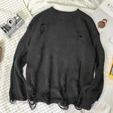 Xpoko 2024 spring and autumn Internet celebrity same style ripped sweater men's bf style sweater Korean style couple wear top jacket