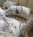 Xpoko  -  Cute cartoon dog star bedding set teen boy,twin full queen lovely puppy cotton home textile bed sheet pillow case quilt cover