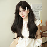 Xpoko Costume Wig Synthetic Body Wavy Cool Silvery  Wig For Women Daily Use High Density Layered Hair Wigs With Fluffy Bangs