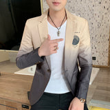 Xpoko Men Winter Outfit Men's suit jacket Gradient Blazer Male gothic coat New Masculino Korean Slim Casual Men's dress jacket coat luxury suit for men