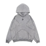 Xpoko utumn and winter new trendy brand personality reverse design crafts solid color high street hooded sweatshirt for men and women