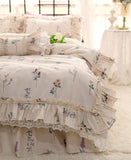 Xpoko  -  Romantic elegant french floral ruffled bedding set,flower full queen king cotton home textile bedspread pillow case quilt cover