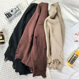 Xpoko 2024 spring and autumn Internet celebrity same style ripped sweater men's bf style sweater Korean style couple wear top jacket