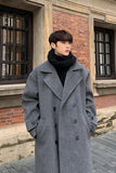 Xpoko Men Winter Outfit Winter High Quality Woolen Trench Coats Men Korean Style Luxury Male Casual Trenchcoat Men's Streetwear Gray/Khaki/Black