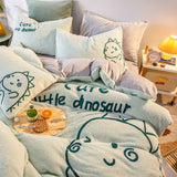 Xpoko Super Soft Warm Cosy Flannel Velvet Fleece Cartoon Bear Embroidery Child Bedding Set Duvet Cover Flat/Fitted Sheet Pillowcases