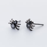 Xpoko Gifts Halloween Gothic Retro Punk Spider Zircon Stud Earrings for Women Fashion Design Black Zircon Earrings Party Jewelry Wholesale