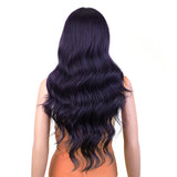 Xpoko Synthetic Lace Front wig Body Wavy Curly Hair Purple Black Natural Lace Wig For Women's Daily Fiber Wig