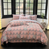 Xpoko Brushed Cotton Chic Floral  Breathable  Duvet Cover Twin Double Queen King 4Pcs 100%Cotton Bedding Set Bed Sheet 2 Pillowcases