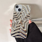 Xpoko Bling Chromed Silver Gradient Five-pointed Star TPU Phone Case For iPhone 16 Pro Max 15 13 14 Plating Silicone Back Cover