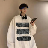 Xpoko Sweater ins trendy brand men spring and autumn oversize high street jacket autumn loose round neck hoodless ins American style