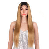 Xpoko Synthetic Lace Front Wig 28Inch Long Straight Lace Wig Red Orange Wig Women's Wig Wig For Black Women Straight Lace Front Wigs