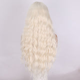 Xpoko For Daily Use By Black Women Role-Playing Wig Synthetic Lace Long Hair Curly Silver Synthetic Wig Bangs White Wavy Wig Suitable