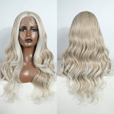 Xpoko Synthetic Lace Front Wig Long Wavy 26 " Body Wavy  Lace Wig For Women Lace Front Wig Light Blonde Cosplay Wig