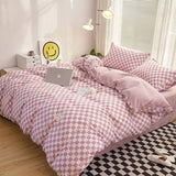 Xpoko Small Checker Bedding Duvet Cover Set