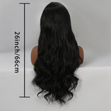 Xpoko 26 inch 13x4 Loose Wave Style Naturally Ventilated Women's Wig Black Women's Lace Long Hair Big Wave Black Women's Wig