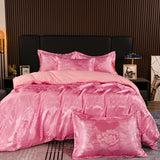 Xpoko - Beautiful Floral Jacquard Satin Bedding Set Full Queen King Size