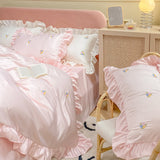 Xpoko - Comfortable and Soft Sweet Style Satin Bedding Set 4 Pcs