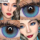 Xpoko 2pcs/pair Blue Lenses Colored Lenses for Eyes Anime Color Contact Lenses Beauty Eye Color Lens Prescription Lenses 14.5