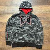 Xpoko Tapout Zipper Hoodie Y2K Clothes Mens Womens American Hip Hop Camo Graphic Letter Embroidery Oversized Hoodie Sweatshirt Jacket