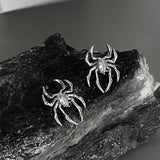 Xpoko Gifts Halloween Gothic Retro Punk Spider Zircon Stud Earrings for Women Fashion Design Black Zircon Earrings Party Jewelry Wholesale