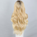 Xpoko Daily Party Blonde Long Hair Lace Synthetic Wig Platinum Lolita Role-Playing Big Wave Sexy Wig