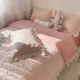 Xpoko Bedding Set Lace Duvet Cover Pillow Case Bed Sheet girl style bed skirt  for Single Double King Queen Size Bed Cover