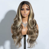 Xpoko Synthetic Lace Front Wigs Body Wave Ombre Blonde Brown Ginger Lace Wigs For Black Women Heat Resistant Cosplay Wigs