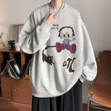 Xpoko New original round neck sweatshirt men's autumn American ins trendy brand retro female student loose youth long-sleeved jacket