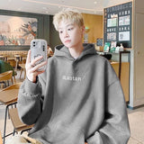 Xpoko Hooded sweatshirt suede heavyweight American autumn and winter style plus velvet thickening trendy brand oversize couple jacket