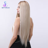 Xpoko Smilco Women Synthetic Wigs 34'' Long Ombre Light Blonde Straight Middle Part Lace Front Wigs for Daily Party, Cosplay Use