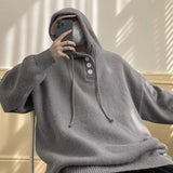 Xpoko Korean style hooded sweater men spring and autumn retro lazy jacket casual loose oversize hooded sweater men clothing y2k tops