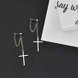 Xpoko Gifts Gothic Large Detailed Cross Black Drill Jewel Earrings Punk Halloween Jewellery Creativity Fashion Gorgeous Statement Women Gift