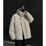 Xpoko Men Winter Outfit High Quality Cotton Padded Snow Coat Men Oversize Male Winter Parkas Loose Comfortable Solid Color Hooded Clothing