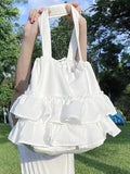 Xpoko Simple Western Sle Skirt Bag 2025 Summer New  Sle Ruffles Large Capaci Satchel Shoulder Bag Canvas Bag
