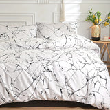 Xpoko White Stone with Black Veins Bedding Set