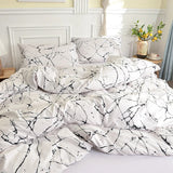 Xpoko White Stone with Black Veins Bedding Set