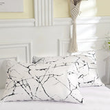 Xpoko White Stone with Black Veins Bedding Set