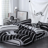 Xpoko Black & White Striped Bedding Set