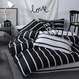 Xpoko Black & White Striped Bedding Set