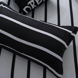 Xpoko Black & White Striped Bedding Set