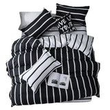 Xpoko Black & White Striped Bedding Set