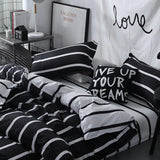 Xpoko Black & White Striped Bedding Set